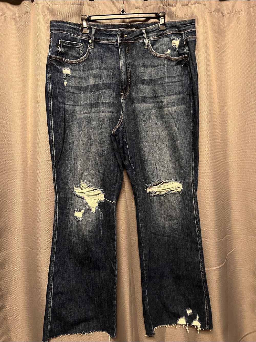 Judy Blue Dark Blue Distressed Flare Jeans